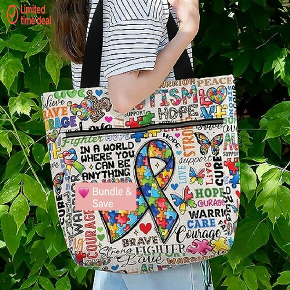 Large Water-Resistant Tote Bag with Multiple Pockets for Work & Travel - Picture 6 of 7